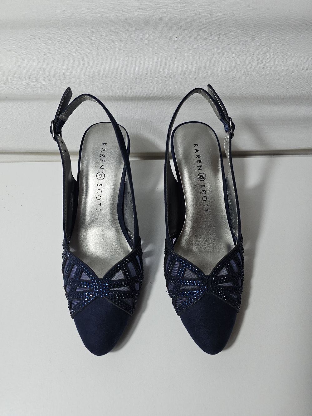 Karen Scott Gillis Navy Rhinestone Slingback Heels Size 5M
